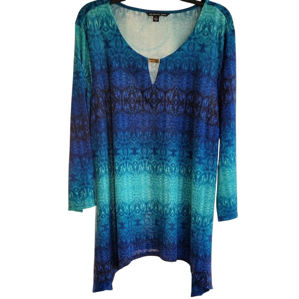 Zac & Rachel Woman 3X Teal to Navy Ombre Scoop Neck Tunic Top